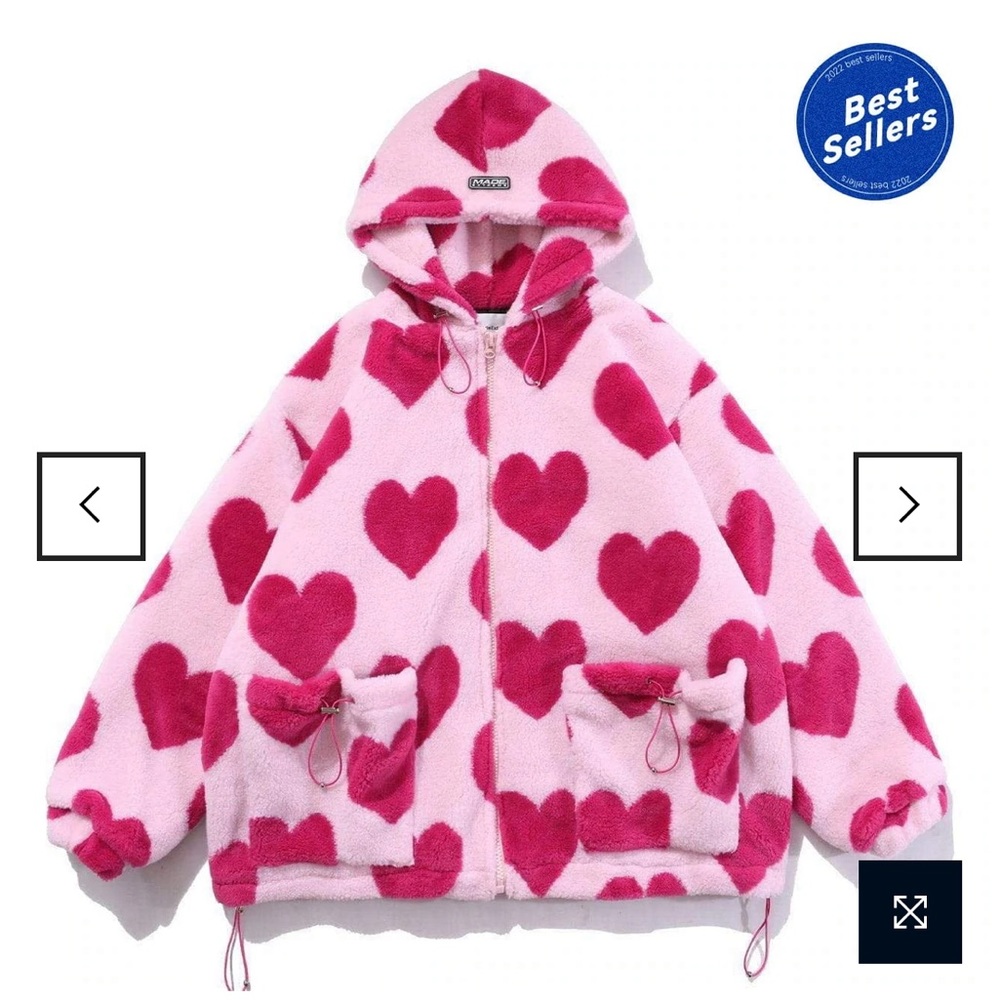 Aelfric Eden Vintage Heart Pattern Oversize Winter Sherpa Coat